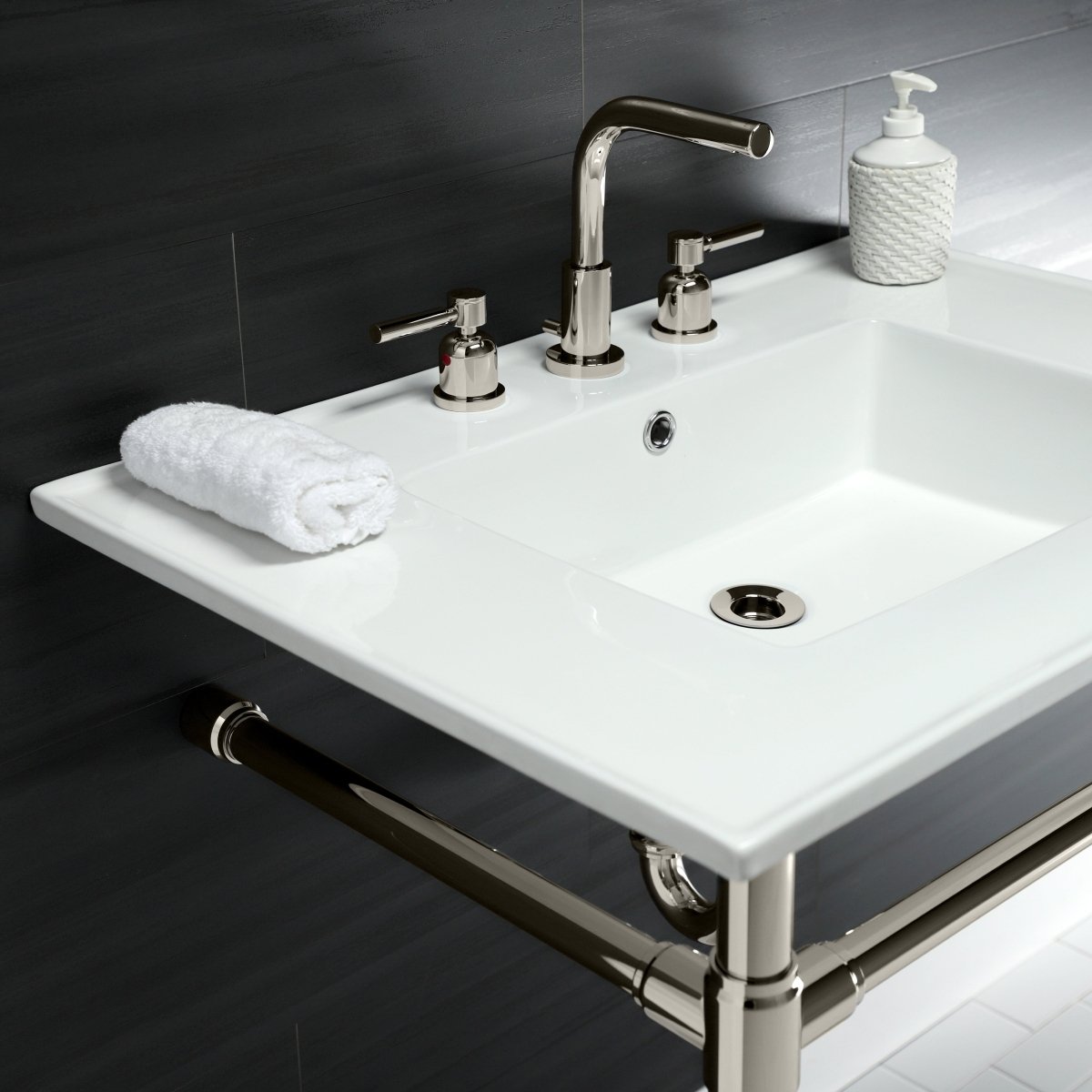 Dreyfuss 31" x 22" Console Sink with Stainless Steel Legs (8 - Inch, 3 Hole) - BUILDMYPLACE