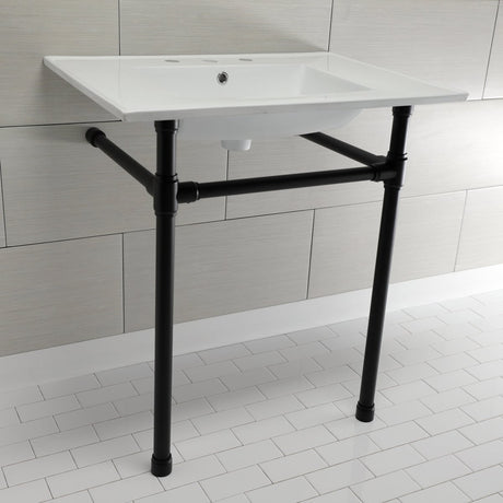 Dreyfuss 31" x 22" Console Sink with Stainless Steel Legs (8 - Inch, 3 Hole) - BUILDMYPLACE