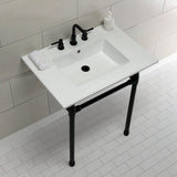 Dreyfuss 31" x 22" Console Sink with Stainless Steel Legs (8 - Inch, 3 Hole) - BUILDMYPLACE