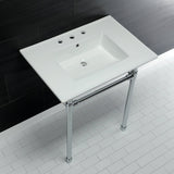 Dreyfuss 31" x 22" Console Sink with Stainless Steel Legs (8 - Inch, 3 Hole) - BUILDMYPLACE