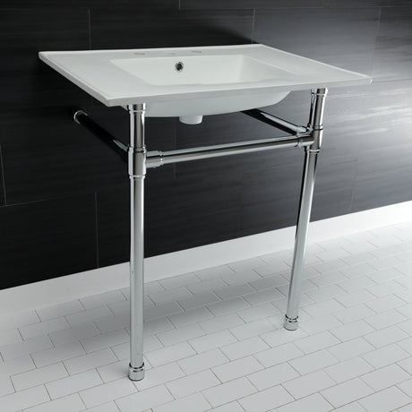 Dreyfuss 31" x 22" Console Sink with Stainless Steel Legs (8 - Inch, 3 Hole) - BUILDMYPLACE