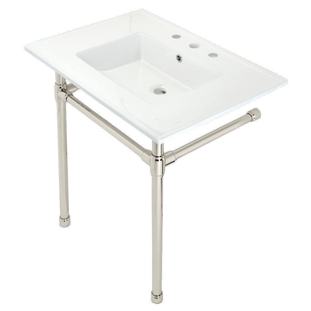 Dreyfuss 31" x 22" Console Sink with Stainless Steel Legs (8 - Inch, 3 Hole) - BUILDMYPLACE