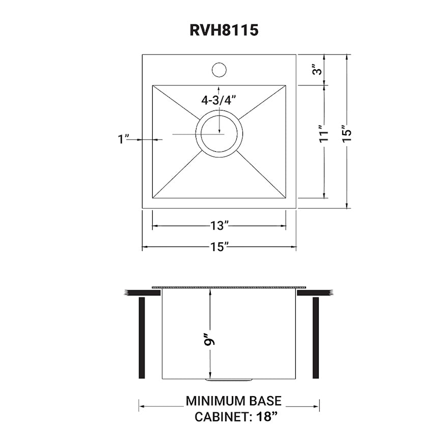 Drop - in Topmount Bar Prep Sink 16 Gauge Stainless Steel Single Bowl - BUILDMYPLACE