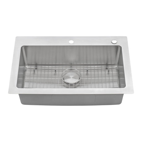 Drop - in Topmount Kitchen Sink 16 Gauge Stainless Steel Single Bowl - BUILDMYPLACE