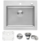 Drop - in Topmount Kitchen Sink 16 Gauge Stainless Steel Single Bowl - BUILDMYPLACE