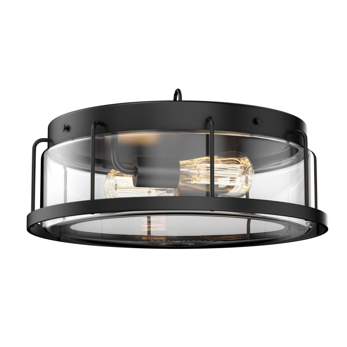 Drum Shape Flush Mount Ceiling Light, Matte Black Finish, Ceiling Lighting Fixture for Bedroom Kitchen Hallway Stairwell Entryway, E26 Base - BUILDMYPLACE