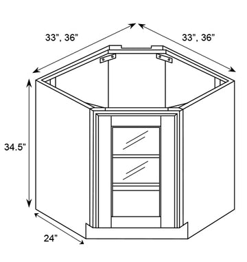Diagonal Corner - Sink Base Cabinets - 36 in W x 34.5 in H x 24 in D - AO