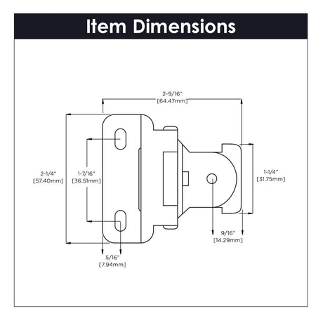 Dsingle demountable cabinet hinges 1/2 Inch Overlay (2 Hinges/Per Pack) - Hickory Hardware - BUILDMYPLACE