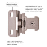 Dsingle demountable cabinet hinges 1/2 Inch Overlay (2 Hinges/Per Pack) - Hickory Hardware - BUILDMYPLACE