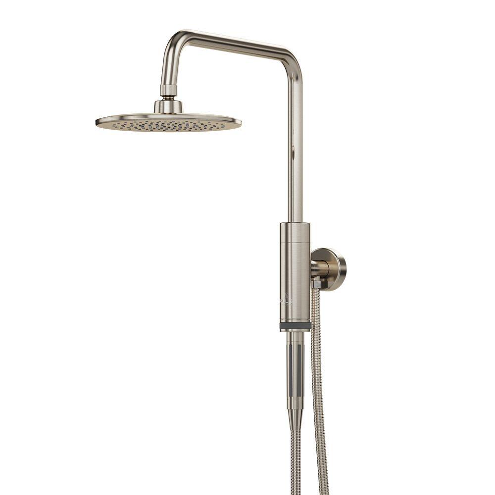 Dual Shower Head And Handheld Shower Head W/ Low Flow - 1 Spray 8 In Shower Head With Hose - Brushed Nickel - BUILDMYPLACE