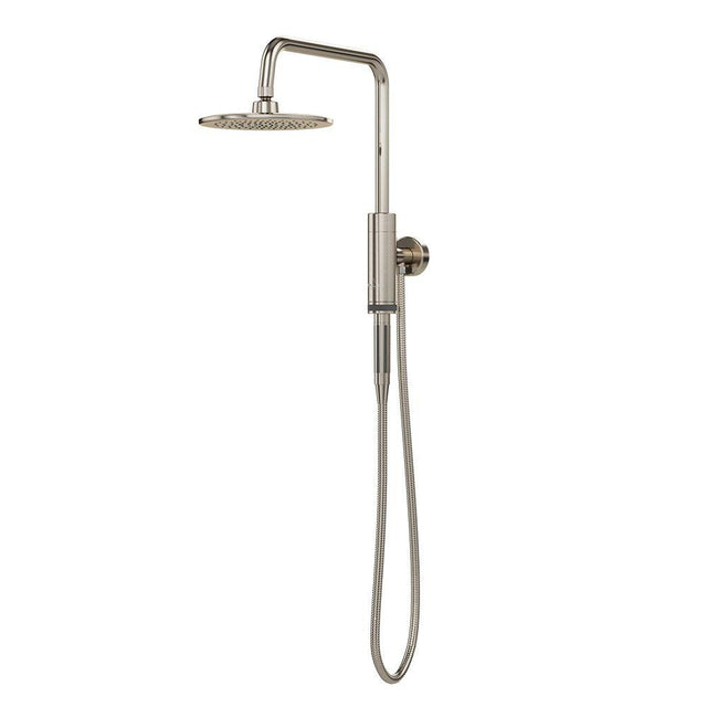 Dual Shower Head And Handheld Shower Head W/ Low Flow - 1 Spray 8 In Shower Head With Hose - Brushed Nickel - BUILDMYPLACE