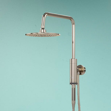 Dual Shower Head And Handheld Shower Head W/ Low Flow - 1 Spray 8 In Shower Head With Hose - Brushed Nickel - BUILDMYPLACE