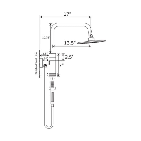 Dual Shower Head And Handheld Shower Head W/ Low Flow - 1 Spray 8 In Shower Head With Hose - Brushed Nickel - BUILDMYPLACE