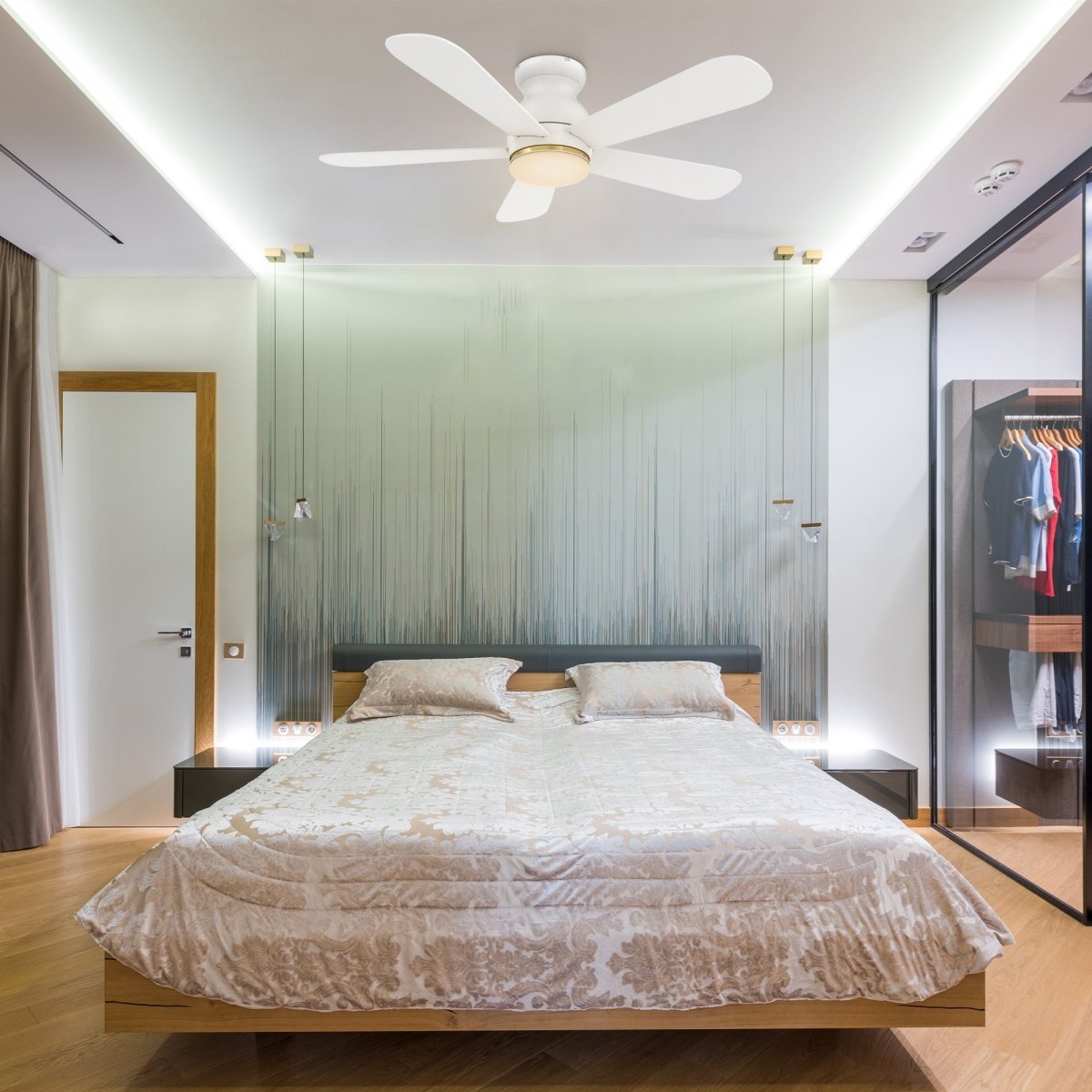 DUBOIS 48 inch 5 - Blade Flush Mount Smart Ceiling Fan with LED Light & Remote - LEDMyPlace