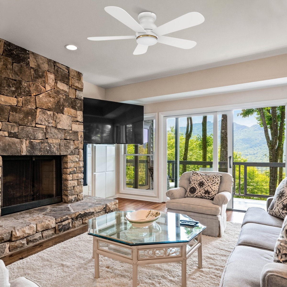 DUBOIS 48 inch 5 - Blade Flush Mount Smart Ceiling Fan with LED Light & Remote - LEDMyPlace