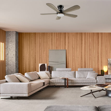DUBOIS 48 inch 5 - Blade Flush Mount Smart Ceiling Fan with LED Light & Remote - LEDMyPlace