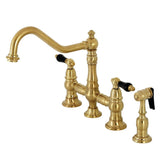 Duchess Bridge Four Hole Kitchen Faucet With Brass Sprayer - BUILDMYPLACE