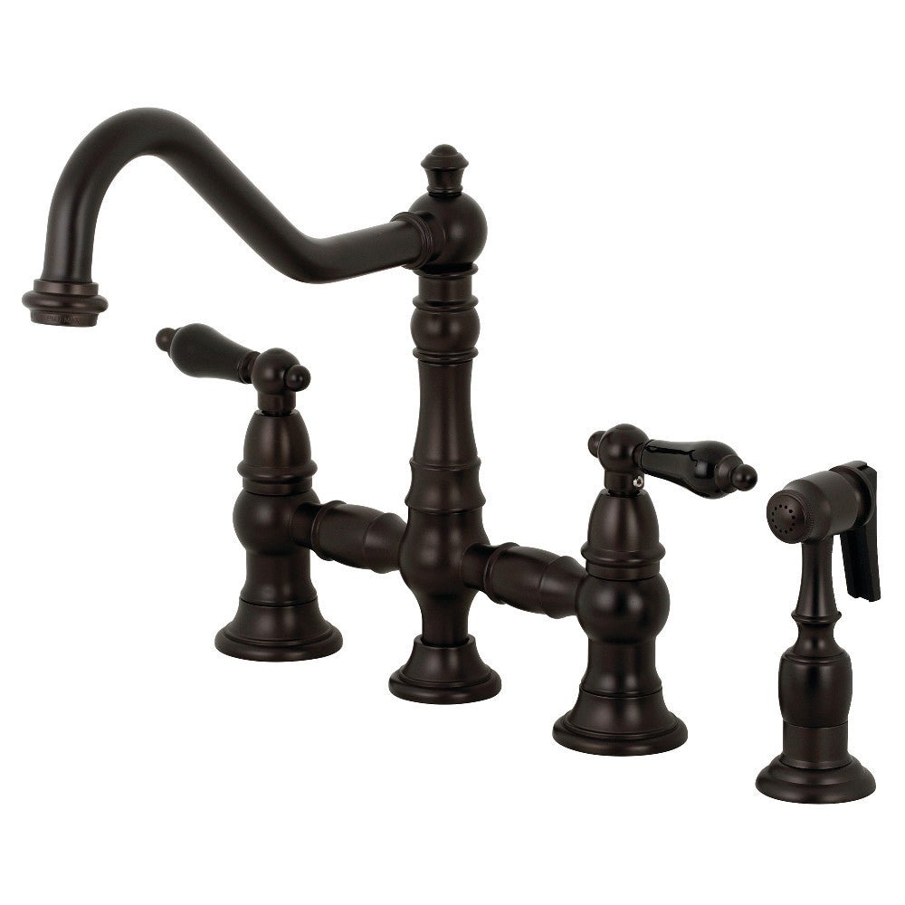 Duchess Bridge Four Hole Kitchen Faucet With Brass Sprayer - BUILDMYPLACE