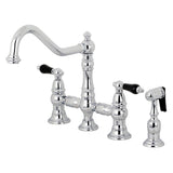 Duchess Bridge Four Hole Kitchen Faucet With Brass Sprayer - BUILDMYPLACE