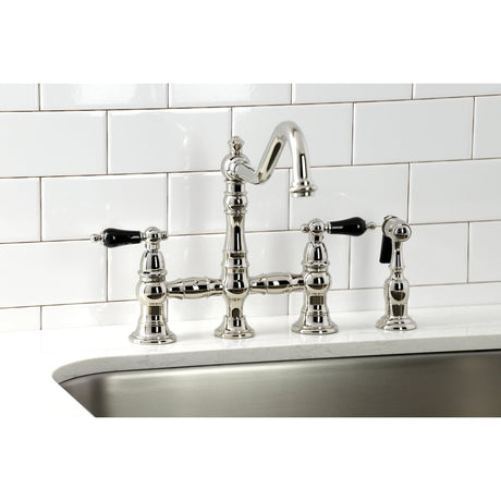 Duchess Bridge Four Hole Kitchen Faucet With Brass Sprayer - BUILDMYPLACE