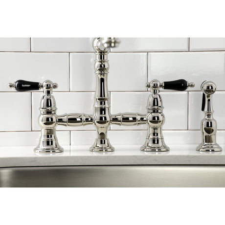 Duchess Bridge Four Hole Kitchen Faucet With Brass Sprayer - BUILDMYPLACE