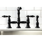 Duchess Bridge Four Hole Kitchen Faucet With Brass Sprayer - BUILDMYPLACE