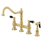 Duchess Bridge Four Hole Kitchen Faucet With Brass Sprayer - BUILDMYPLACE