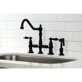 Duchess Bridge Four Hole Kitchen Faucet With Brass Sprayer - BUILDMYPLACE