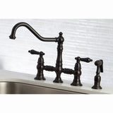 Duchess Bridge Four Hole Kitchen Faucet With Brass Sprayer - BUILDMYPLACE