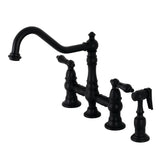 Duchess Bridge Four Hole Kitchen Faucet With Brass Sprayer - BUILDMYPLACE