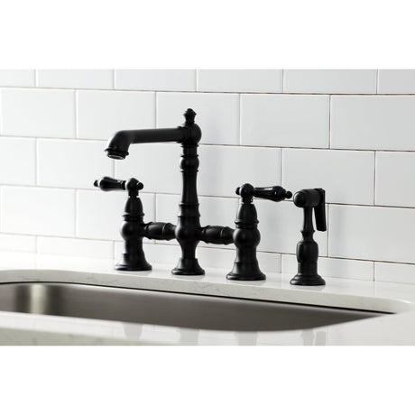 Duchess Bridge Kitchen Faucet with Brass Sprayer - BUILDMYPLACE