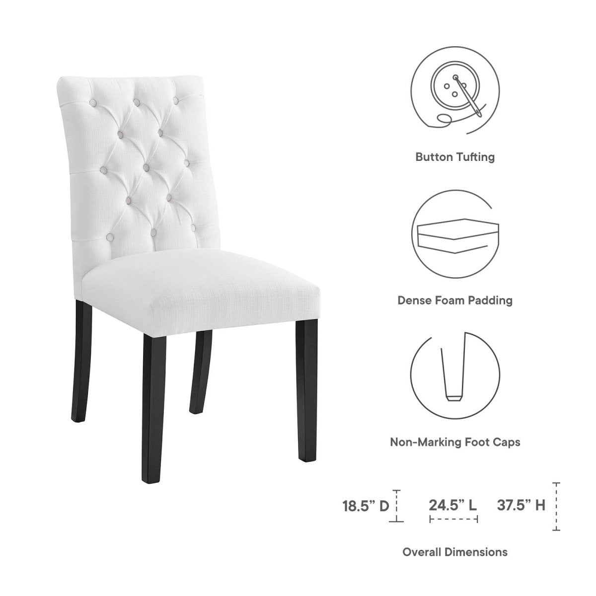 Duchess Button Tufted Fabric Dining Chair - BUILDMYPLACE