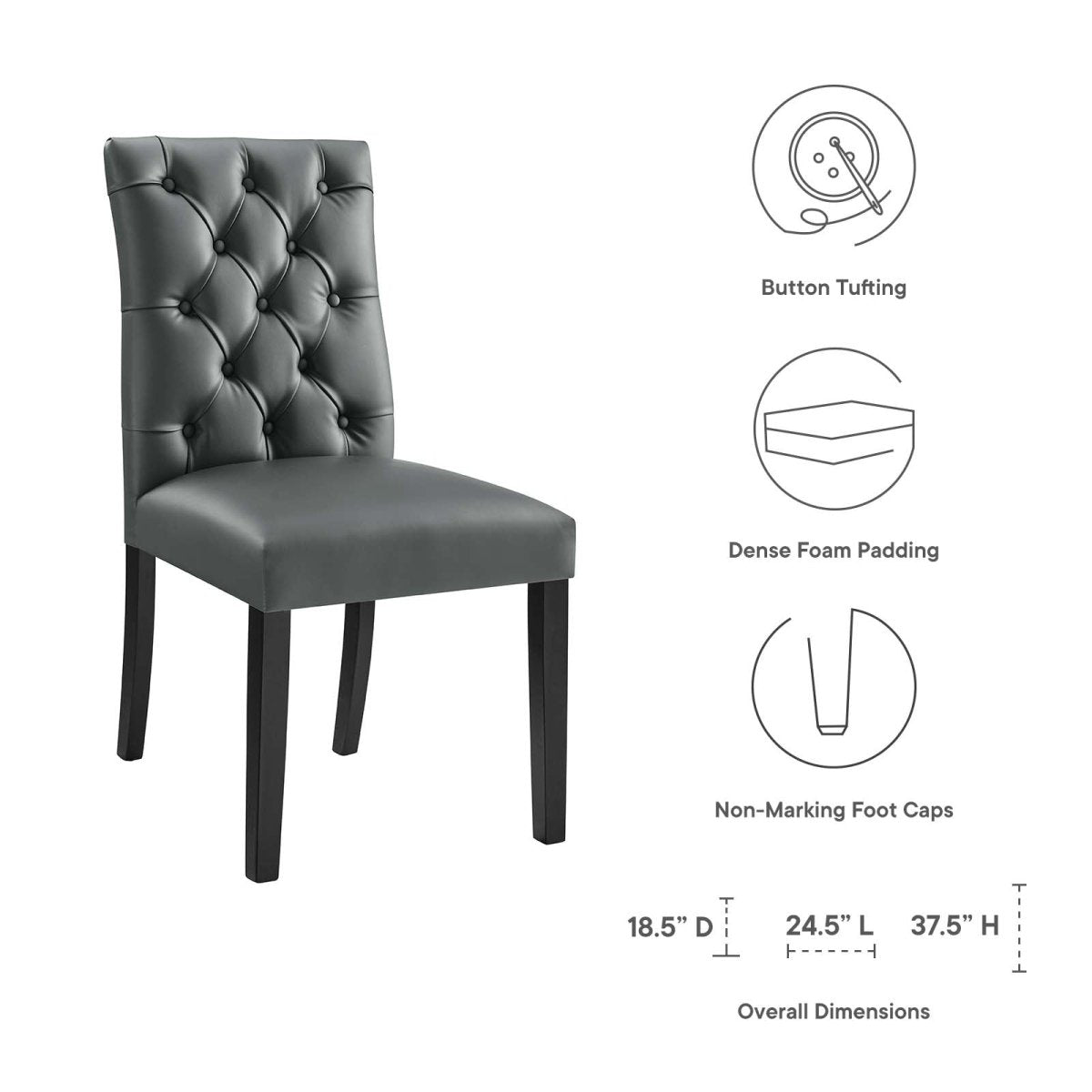 Duchess Button Tufted Vegan Leather Dining Chair - BUILDMYPLACE