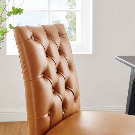 Duchess Button Tufted Vegan Leather Dining Chair - BUILDMYPLACE
