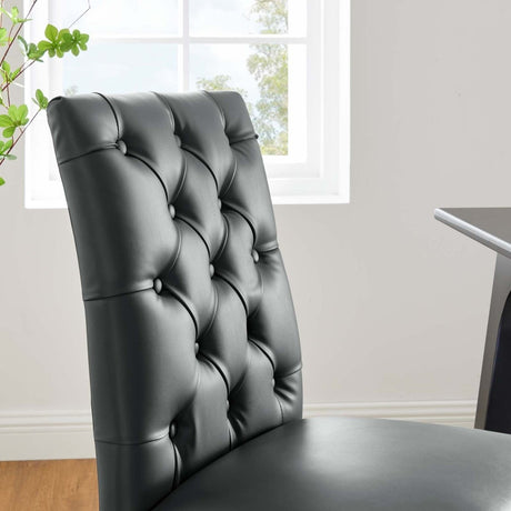 Duchess Button Tufted Vegan Leather Dining Chair - BUILDMYPLACE