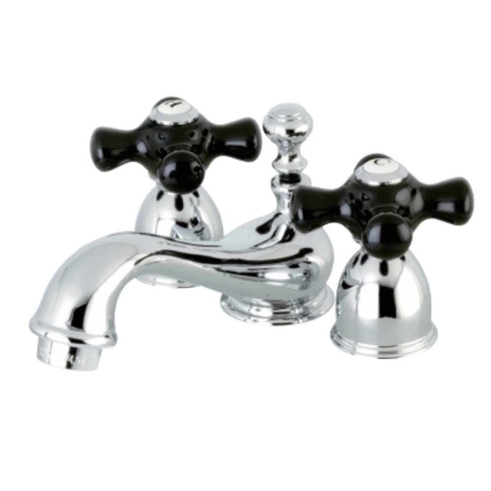 Duchess Mini - Widespread Bathroom Faucet With Black Procelain Handle - BUILDMYPLACE