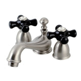 Duchess Mini - Widespread Bathroom Faucet With Black Procelain Handle - BUILDMYPLACE