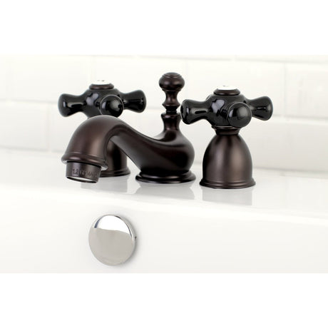 Duchess Mini - Widespread Bathroom Faucet With Black Procelain Handle - BUILDMYPLACE