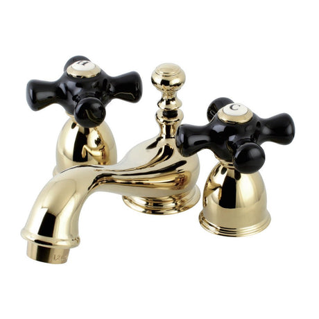 Duchess Mini - Widespread Bathroom Faucet With Black Procelain Handle - BUILDMYPLACE