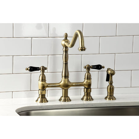 Duchess Traditional Bridge Kitchen Faucet with Brass Sprayer - BUILDMYPLACE