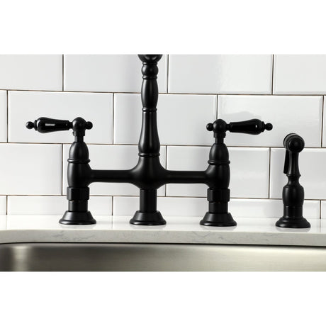 Duchess Traditional Bridge Kitchen Faucet with Brass Sprayer - BUILDMYPLACE