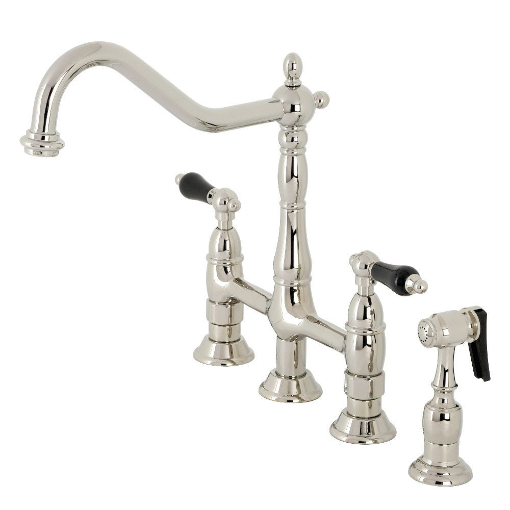 Duchess Traditional Bridge Kitchen Faucet with Brass Sprayer - BUILDMYPLACE