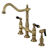 Duchess Traditional Bridge Kitchen Faucet with Brass Sprayer - BUILDMYPLACE