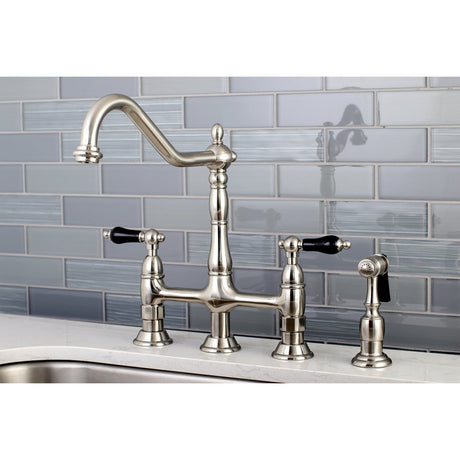 Duchess Traditional Bridge Kitchen Faucet with Brass Sprayer - BUILDMYPLACE