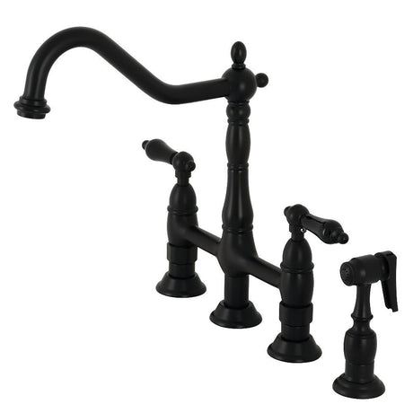 Duchess Traditional Bridge Kitchen Faucet with Brass Sprayer - BUILDMYPLACE