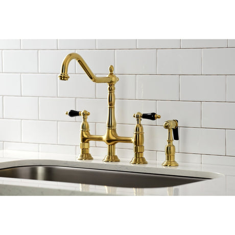 Duchess Traditional Bridge Kitchen Faucet with Brass Sprayer - BUILDMYPLACE