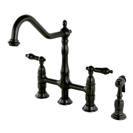 Duchess Traditional Bridge Kitchen Faucet with Brass Sprayer - BUILDMYPLACE