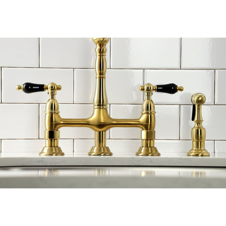 Duchess Traditional Bridge Kitchen Faucet with Brass Sprayer - BUILDMYPLACE