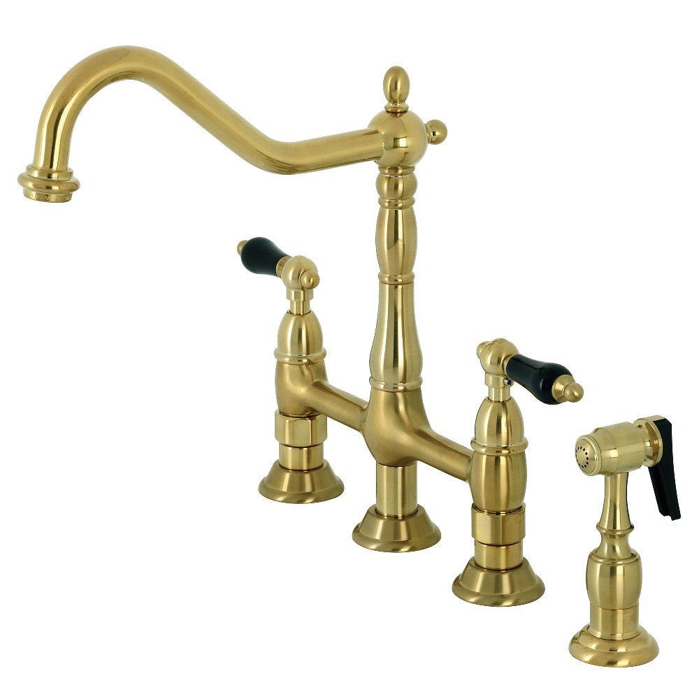 Duchess Traditional Bridge Kitchen Faucet with Brass Sprayer - BUILDMYPLACE