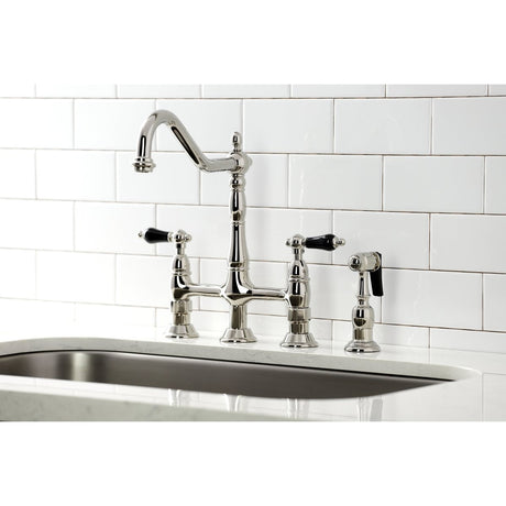 Duchess Traditional Bridge Kitchen Faucet with Brass Sprayer - BUILDMYPLACE